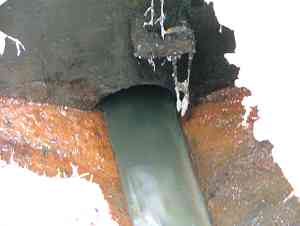 The part blocked sewer pipe