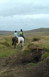 Riding past a checkpoint on Dartmoor