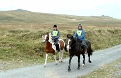 Riding past Yes Tor and High Wilhays