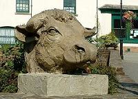 Bull's head sculpture (one of pair) Hatherleigh