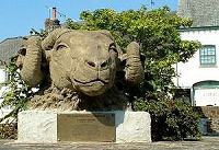 Ram's head sculpture (one of pair) Hatherleigh