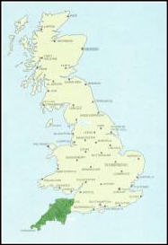UK map showing South West