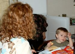 Great grandson at table