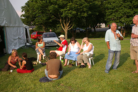 sitting outside the marquee