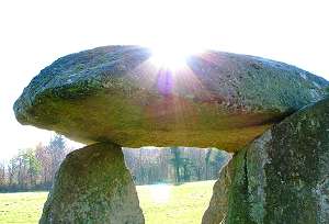 Spinster's Rock and sun rays